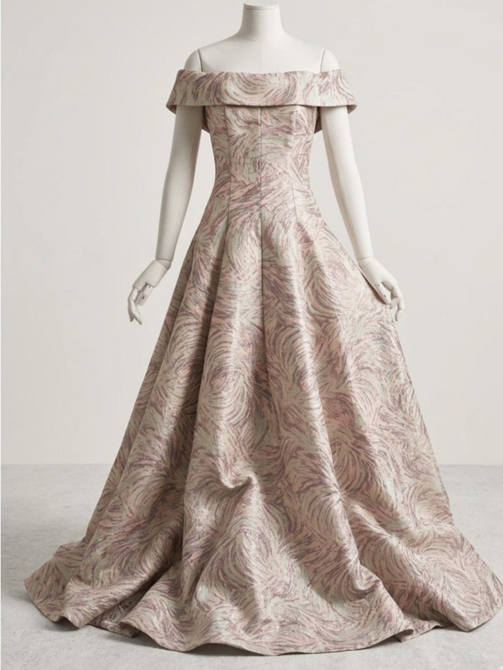 NWT ball gown sz S Off-Shoulder Swirl-Print Evening Gown $188 cocktail dress